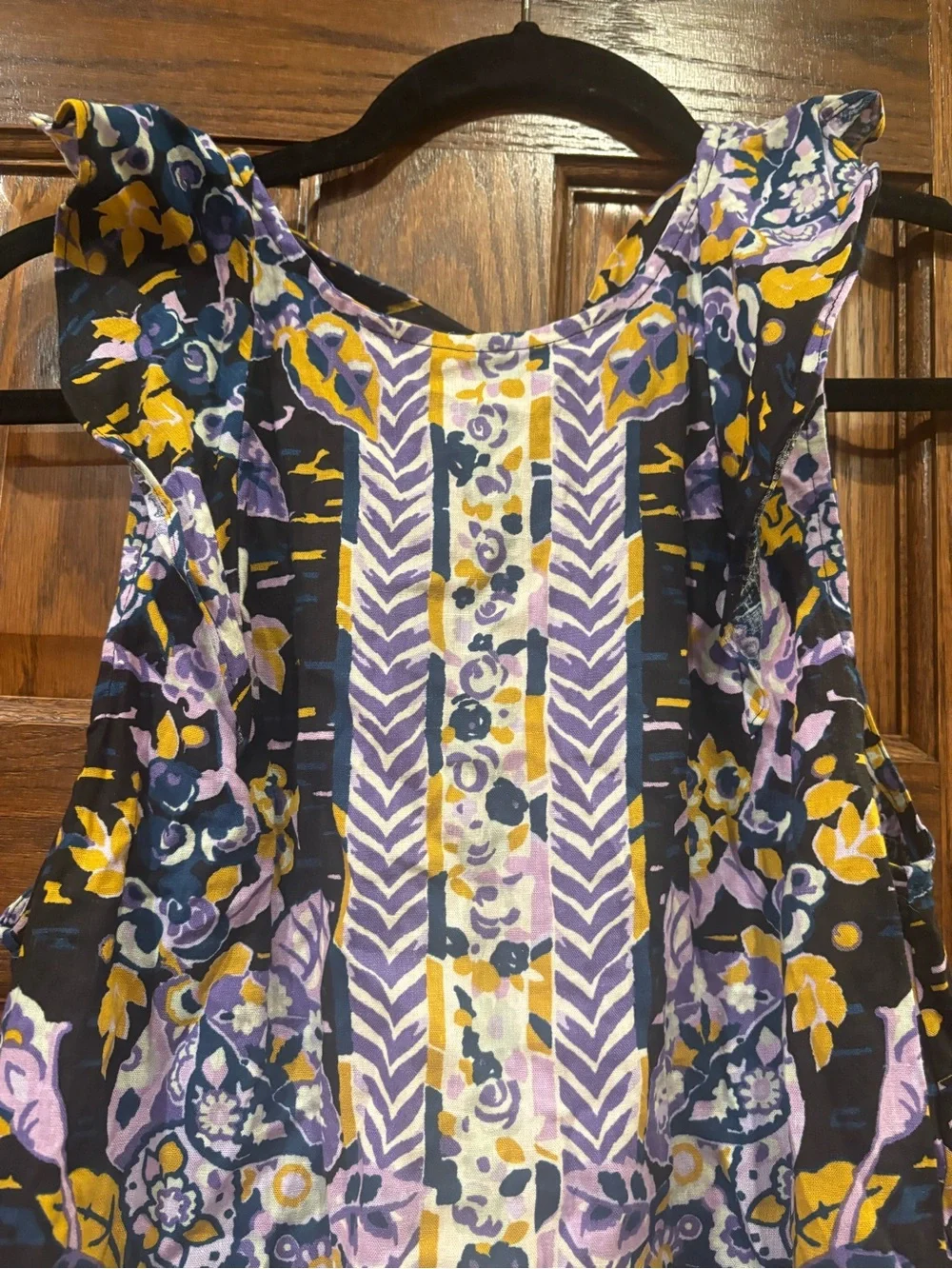 Free People $108 NWT P2P17-18” L28” Dark Combo Linen-Blend Tunic Top Tie Neck